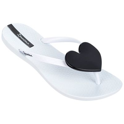 Wave heart white flip flops